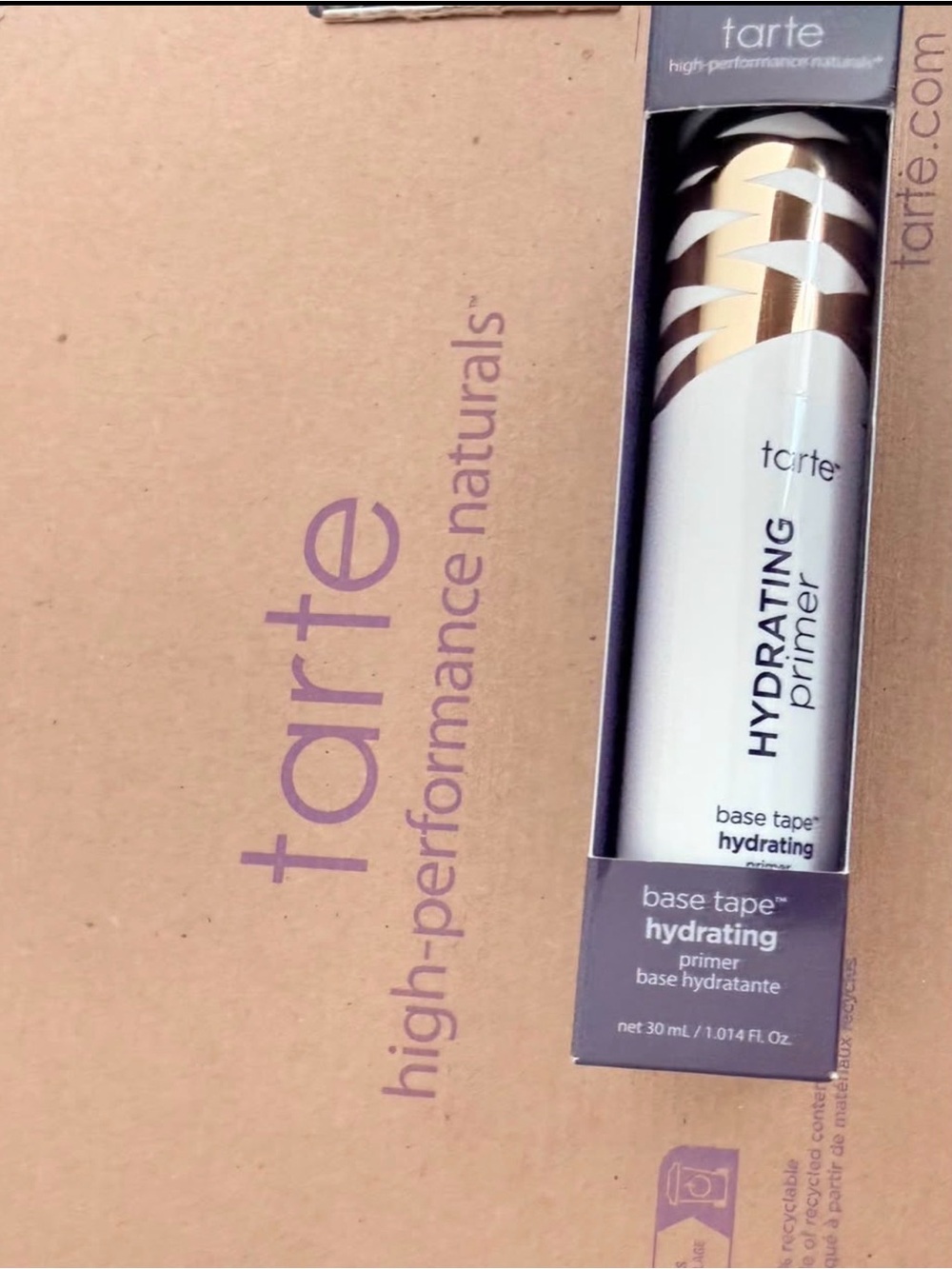 tarte Hydrating Primer in White and Gold Packaging